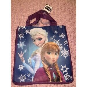 Disney Store Reusable Shopping Tote Purple Princess Sack Carry Bag Frozen Anna